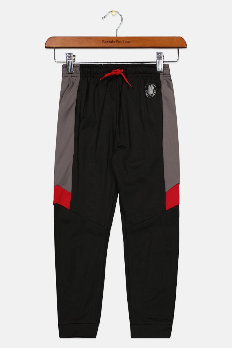 Body Glove بنطال رياضي للأولاد بسحّاب وجيب جانبي، أسود/رمادي/أحمر - Image 1